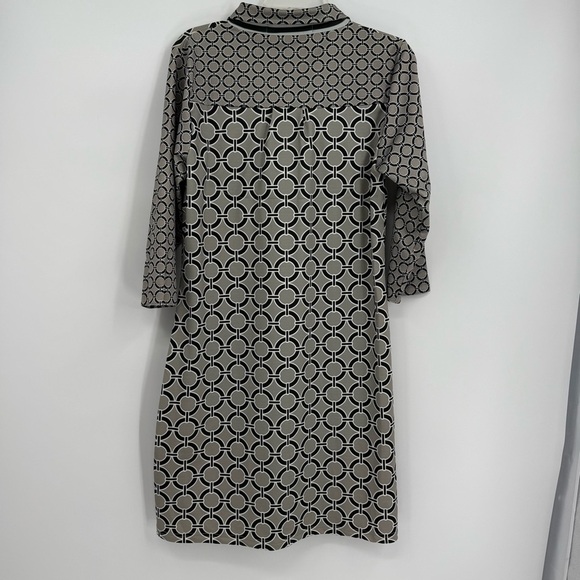 Gretchen Scott Designs Tunic Dress Size Medium Black Gray Geometric Midi - Picture 8 of 11
